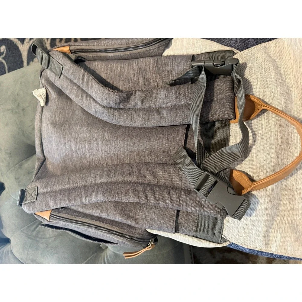 Eddie Bauer Diaper‎ Bag Backpack Unisex Large Grey Good Insulated Wipes Pocket